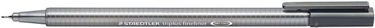 Staedtler Triplus Fineliner 334 Rotulador de Punta Fina - Trazo de 0.3mm - Tinta Base de Agua - Color Gris - Cantidad: 10