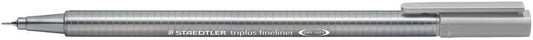 Staedtler Triplus Fineliner 334 Rotulador de Punta Fina - Trazo de 0.3mm - Tinta Base de Agua - Color Gris Plata - Cantidad: 10