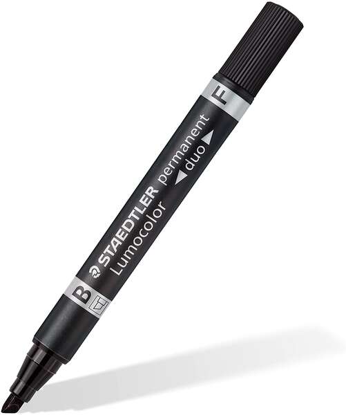 Staedtler Lumocolor 348 Rotulador Permanente de Doble Punta - Secado Rapido - Color Negro - Cantidad: 10