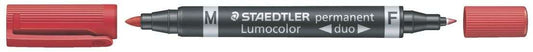 Staedtler Lumocolor 348 Rotulador Permanente de Doble Punta - Secado Rapido - Color Rojo - Cantidad: 10