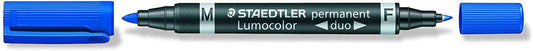 Staedtler Lumocolor 348 Rotulador Permanente de Doble Punta - Secado Rapido - Color Azul - Cantidad: 10