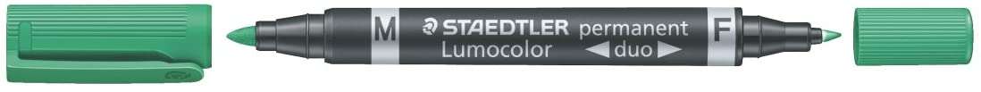Staedtler Lumocolor 348 Rotulador Permanente de Doble Punta - Secado Rapido - Color Verde - Cantidad: 10