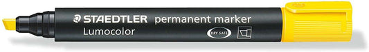 Staedtler Lumocolor 350 Rotulador Permanente - Punta Biselada 2-5mm aprox. - Tinta Base de Alcohol - Secado Rapido - Color Amarillo - Cantidad: 10