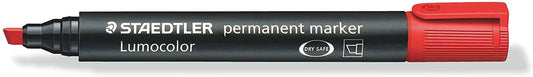 Staedtler Lumocolor 350 Rotulador Permanente - Punta Biselada 2-5mm aprox. - Tinta Base de Alcohol - Secado Rapido - Color Rojo - Cantidad: 10