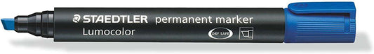 Staedtler Lumocolor 350 Rotulador Permanente - Punta Biselada 2-5mm aprox. - Tinta Base de Alcohol - Secado Rapido - Color Azul - Cantidad: 10