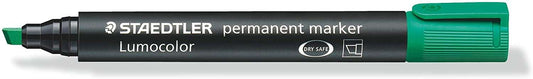 Staedtler Lumocolor 350 Rotulador Permanente - Punta Biselada 2-5mm aprox. - Tinta Base de Alcohol - Secado Rapido - Color Verde - Cantidad: 10