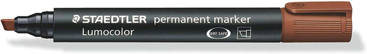 Staedtler Lumocolor 350 Rotulador Permanente - Punta Biselada 2-5mm aprox. - Tinta Base de Alcohol - Secado Rapido - Color Marron - Cantidad: 10