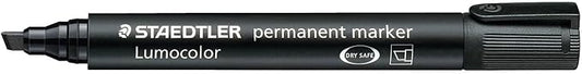 Staedtler Lumocolor 350 Rotulador Permanente - Punta Biselada 2-5mm aprox. - Tinta Base de Alcohol - Secado Rapido - Color Negro - Cantidad: 10