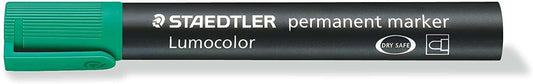 Staedtler Lumocolor 352 Rotulador Permanente - Punta Redonda - Trazo 2mm Aprox - Capuchon con Clip - Secado Rapido - Color Verde - Cantidad: 10