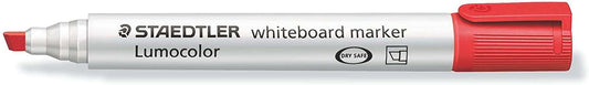 Staedtler Lumocolor 351 Marcador para Pizarra Blanca - Punta Biselada 2 - 5mm Aprox - Secado Rapido - Color Rojo - Cantidad: 10
