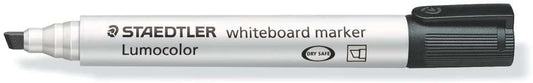 Staedtler Lumocolor 351 Marcador para Pizarra Blanca - Punta Biselada 2 - 5mm Aprox - Secado Rapido - Color Negro - Cantidad: 10