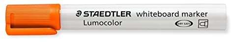 Staedtler Lumocolor 351 Rotulador para Pizarra Blanca - Punta Redonda - Trazo 2mm - Capuchon con Clip - Color Naranja - Cantidad: 10