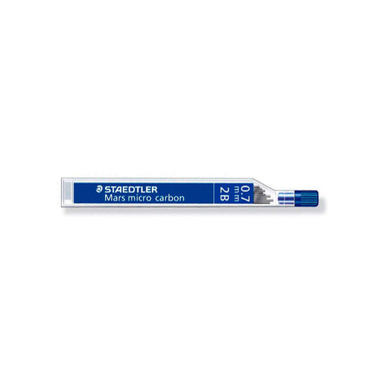Staedtler Mars Micro Carbon 250 Tubo de 12 Minas de Grafito - Dureza 2B - Trazo 0.7mm - Alta Resistencia - Cantidad: 12