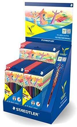 Staedtler Noris Colour 185 Expositor con 20 Estuches de Lapices de Colores - Diseño Hexagonal -  - Colores Surtidos