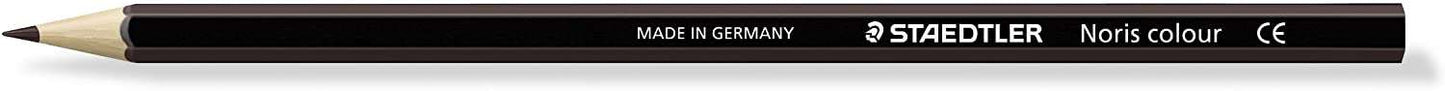 Staedtler Noris Colour 185 Lapiz Hexagonal de Color - Resistencia a la Rotura - Material Wopex - Color Marron - Cantidad: 12