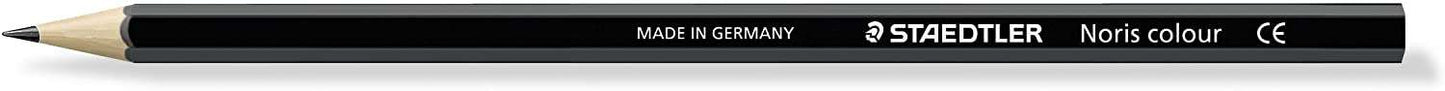 Staedtler Noris Colour 185 Lapiz Hexagonal de Color - Resistencia a la Rotura - Material Wopex - Color Negro - Cantidad: 12