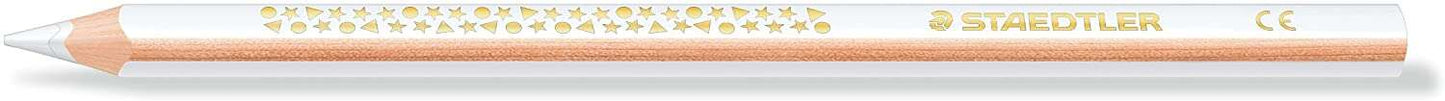Staedtler Jumbo Noris 128 Lapiz Triangular de Color - Mina de 4mm - Resistencia a la Rotura - Diseño Ergonomico - Color Blanco - Cantidad: 12