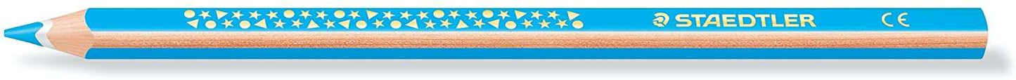 Staedtler Jumbo Noris 128 Lapiz Triangular de Color - Mina de 4mm - Resistencia a la Rotura - Diseño Ergonomico - Color Azul Claro - Cantidad: 12
