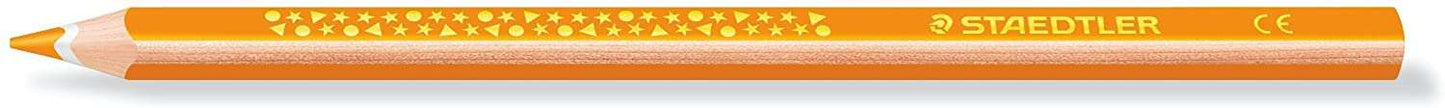 Staedtler Jumbo Noris 128 Lapiz Triangular de Color - Mina de 4mm - Resistencia a la Rotura - Diseño Ergonomico - Color Naranja - Cantidad: 12