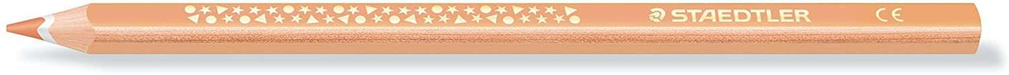 Staedtler Jumbo Noris 128 Lapiz Triangular de Color - Mina de 4mm - Resistencia a la Rotura - Diseño Ergonomico - Color Beige - Cantidad: 12