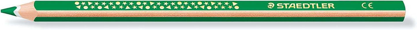 Staedtler Jumbo Noris 128 Lapiz Triangular de Color - Mina de 4mm - Resistencia a la Rotura - Diseño Ergonomico - Color Verde - Cantidad: 12