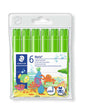 Staedtler Noris Watercolour 340 Pack de 6 Rotuladores de Gran Tamaño - Trazo 3mm Aprox - Lavable Facilmente - Tinta Base de Agua - Color Verde Claro