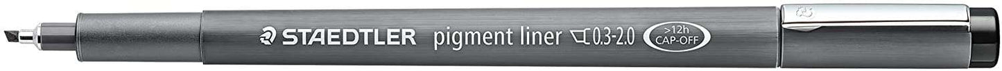 Staedtler Pigment Liner 308 Rotulador Calibrado - Trazo 0.3 - 2mm - Secado Rapido - Color Negro - Cantidad: 10