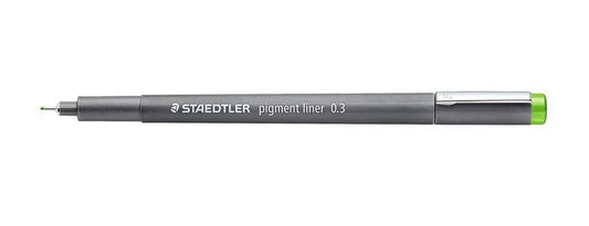 Staedtler Pigment Liner 308 Rotulador Calibrado - Trazo 0.3mm - Secado Rapido - Color Verde Claro - Cantidad: 10