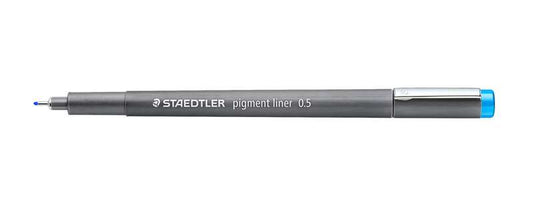 Staedtler Pigment Liner 308 Rotulador Calibrado - Trazo 0.5mm - Secado Rapido - Color Azul Claro - Cantidad: 10