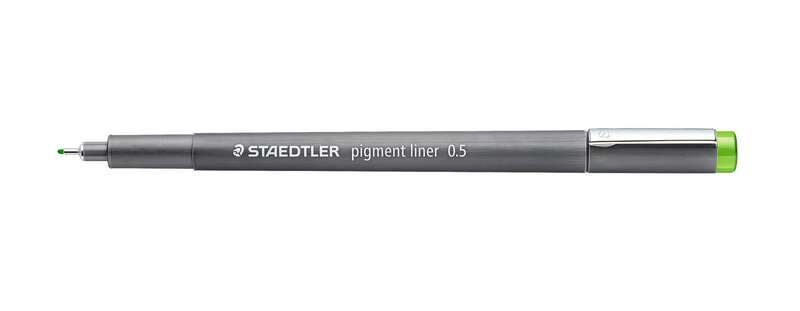 Staedtler Pigment Liner 308 Rotulador Calibrado - Trazo 0.5mm - Secado Rapido - Color Verde Claro - Cantidad: 10