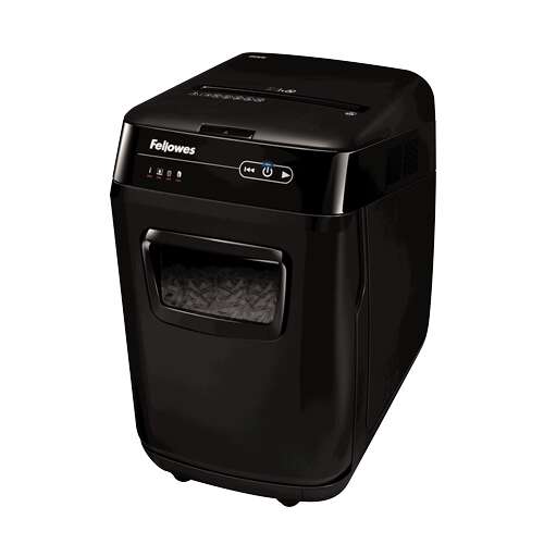Fellowes AutoMax 200C Destructora de Papel Automatica Corte en Particulas P-4 - Autoalimentacion 200 Hojas, Manual 10 Hojas - Capacidad de la Papelera 32L - Color Negro