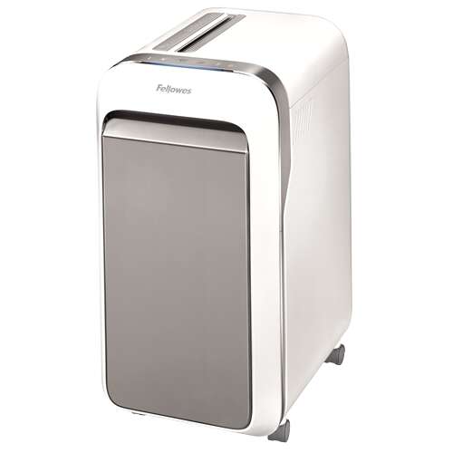 Fellowes LX221 Destructora de Papel Manual Microcorte P-5 - Destruye hasta 20 Hojas - Funcionamiento Continuo de 25m - Capacidad de la Papelera 30L - Color Blanco/Gris