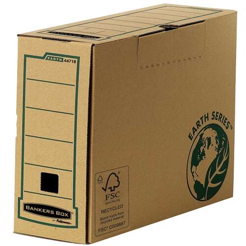 Fellowes Bankers Box Earth Caja de Archivo Definitivo Folio 100mm - Montaje Manual - Carton Reciclado Certificacion FSC - Color Marron - Cantidad: 20