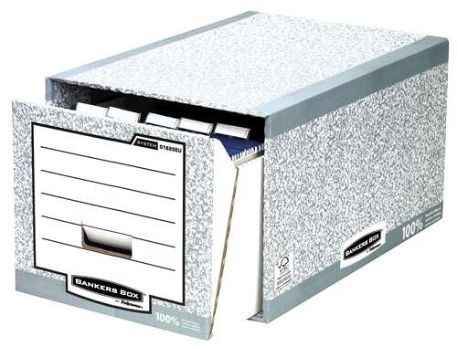 Fellowes Bankers Box Cajon Archivador - Montaje Manual - Carton Reciclado Certificacion FSC - Color Gris - Cantidad: 5
