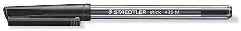Staedtler Stick 430 Boligrafo con Capuchon - Punta 0.35mm - Tinta Endeleble - Color Negro - Cantidad: 50