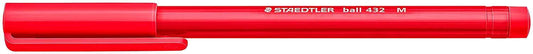Staedtler Ball 432 Boligrafo Punta de Bola - Punta 0.45mm - Tinta Indeleble - Color Rojo - Cantidad: 10