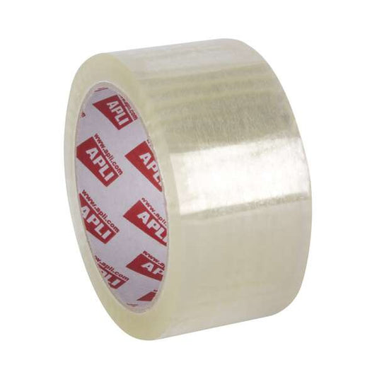 Apli Precinto Premium Silencioso 48mmx6m 32 Micras PVC - Adhesivo Solvente - Sellado Extrafuerte - Desbobinado Silencioso - Transparente