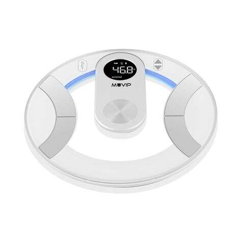 Muvip Round Design Bascula de Baño Digital - Pantalla LCD - Plataforma de Cristal - Peso Max. 180kg - Auto Apagado