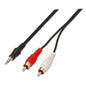 Aisens Cable Audio Estereo - JACK 3.5/M-2xRCA Macho - 1.5m - Color Negro