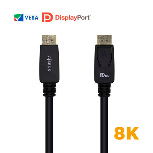Aisens Cable Displayport Certificado V1.4 8K@60hz - DP/M-DP/M - 3.0m - Color Negro