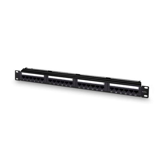 Aisens Pacth Panel de 24 Puertos RJ45 Cat.6 UTP - 19" 1U Dual IDC con Gestion de Cables - Color Negro