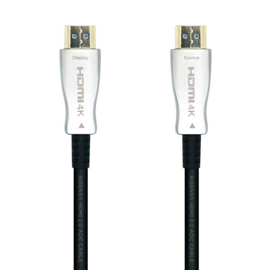 Aisens Cable HDMI V2.0 AOC (Active Optical Cable) Premium Alta Velocidad/ HEC 4K@60HZ 18GBPS - A/M-A/M - 15m - Color Negro
