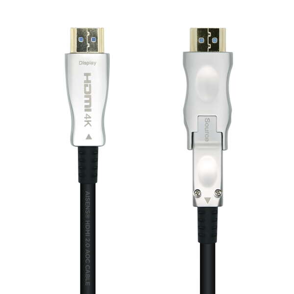 Aisens Cable HDMI V2.0 AOC (Active Optical Cable) Desmontable Premium Alta Velocidad / HEC 4K@60Hz 4:4:4 18Gbps - A/M-D/A/M - 40m - Color Negro