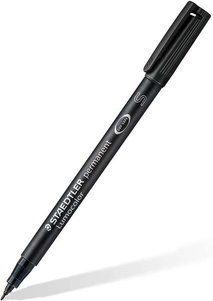 Staedtler Lumocolor Permanent 313 Rotulador Permanente de Punta Fina - Trazo 0.4mm - Secado Rapido - Color Negro - Cantidad: 10