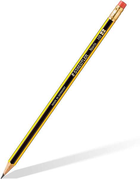 Staedtler Noris 122 Lapiz de Grafito Hexagonal con Goma - Mina HB - Resistencia a la Rotura - Sin PVC ni Latex - Cantidad: 12