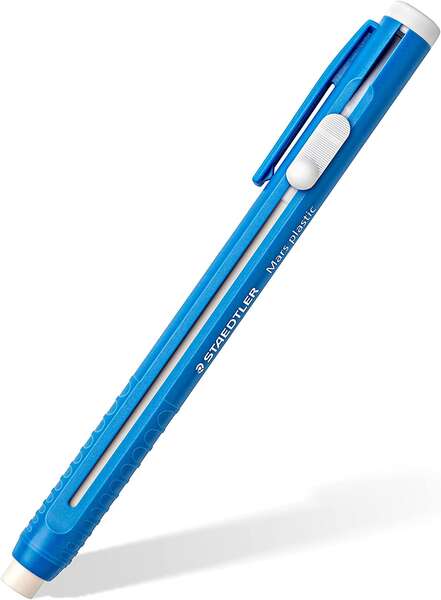 Staedtler Mars Plastic 528 50 Portagomas en Forma de Lapiz - Con Cursor para Deslizar la Goma - Sin Ftalatos ni Latex - Cantidad: 10