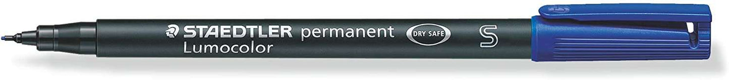 Staedtler Lumocolor Permanent 313 Rotulador Permanente de Punta Fina - Trazo 0.4mm Aprox - Secado Rapido - Color Azul - Cantidad: 10