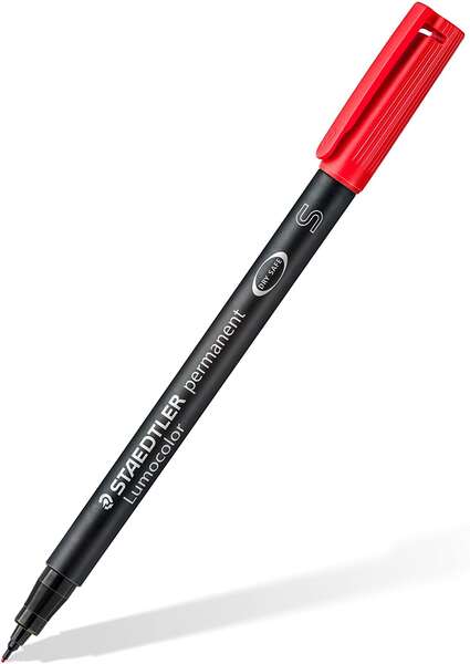 Staedtler Lumocolor Permanent 313 Rotulador Permanente de Punta Fina - Trazo 0.4mm Aprox - Secado Rapido - Color Rojo - Cantidad: 10