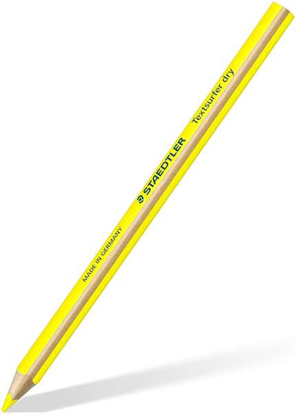 Staedtler Textsurfer Dry 128 64 Lapiz Fluorescente de Color Triangular - Mina de 4mm - Madera de Bosques Sostenibles - Color Amarillo Neon - Cantidad: 12