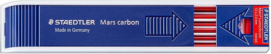 Staedtler Mars Lumochrom 204 Pack con 12 Minas de Dibujo - Mina de 3mm - Longitud de 130mm - Color Rojo